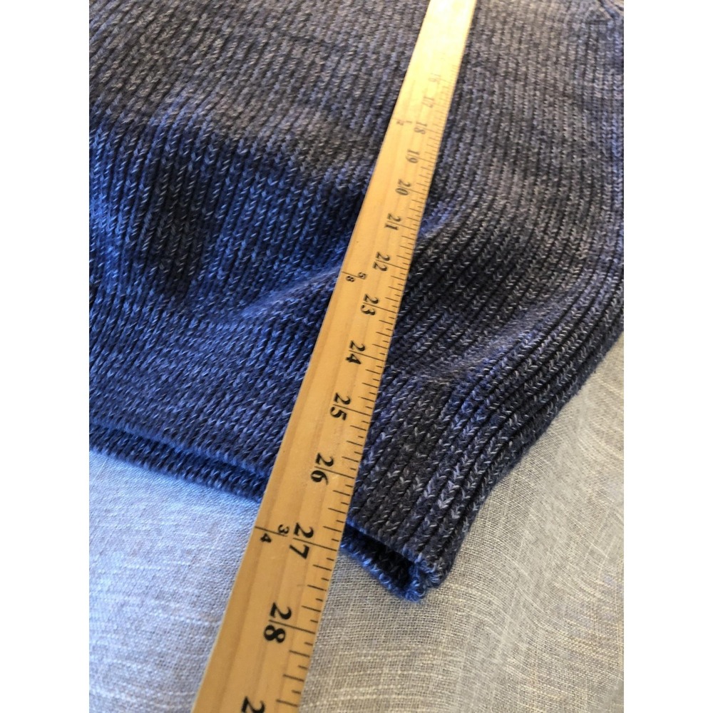 L.L.Bean Sweater Mens Large Blue Henley 4 Button Cotton Knit Marled Raglan - Picture 6 of 7